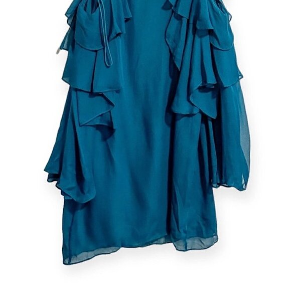 Haute‎ Hippie Finale Cold-Shoulder Ruffled Silk Mini Dress, Size 4, NWT - Picture 8 of 16